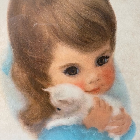 Vintage Frances Hook Northern Paper Mills Girl With Kitten Framed Print - Picture 3 of 8
